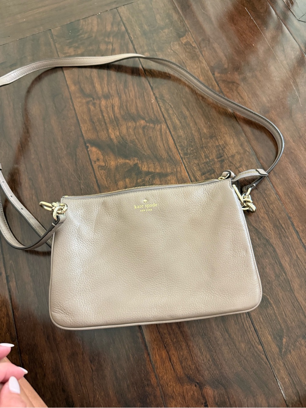 kate spade Pebbled Leather Crossbody in Taupe Gray
